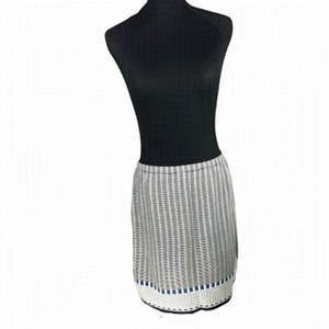 𝅺MAX STUDIO Skirt Blue and White with Black Hem Size M